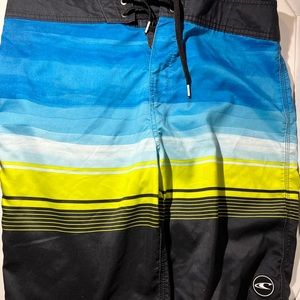 O'Neill Lennox Mens Striped Stretch Swimwear Multicolor Board Shorts Size 32